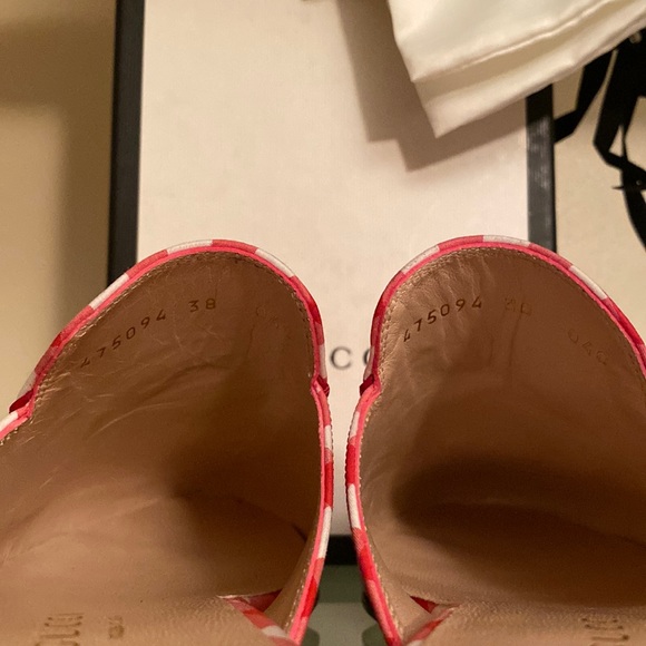 NIB GUCCI Red Gingham Princetown MULES Slides/Loafer Flats sz 7-7.5 US/38 ITALY - Picture 7 of 13